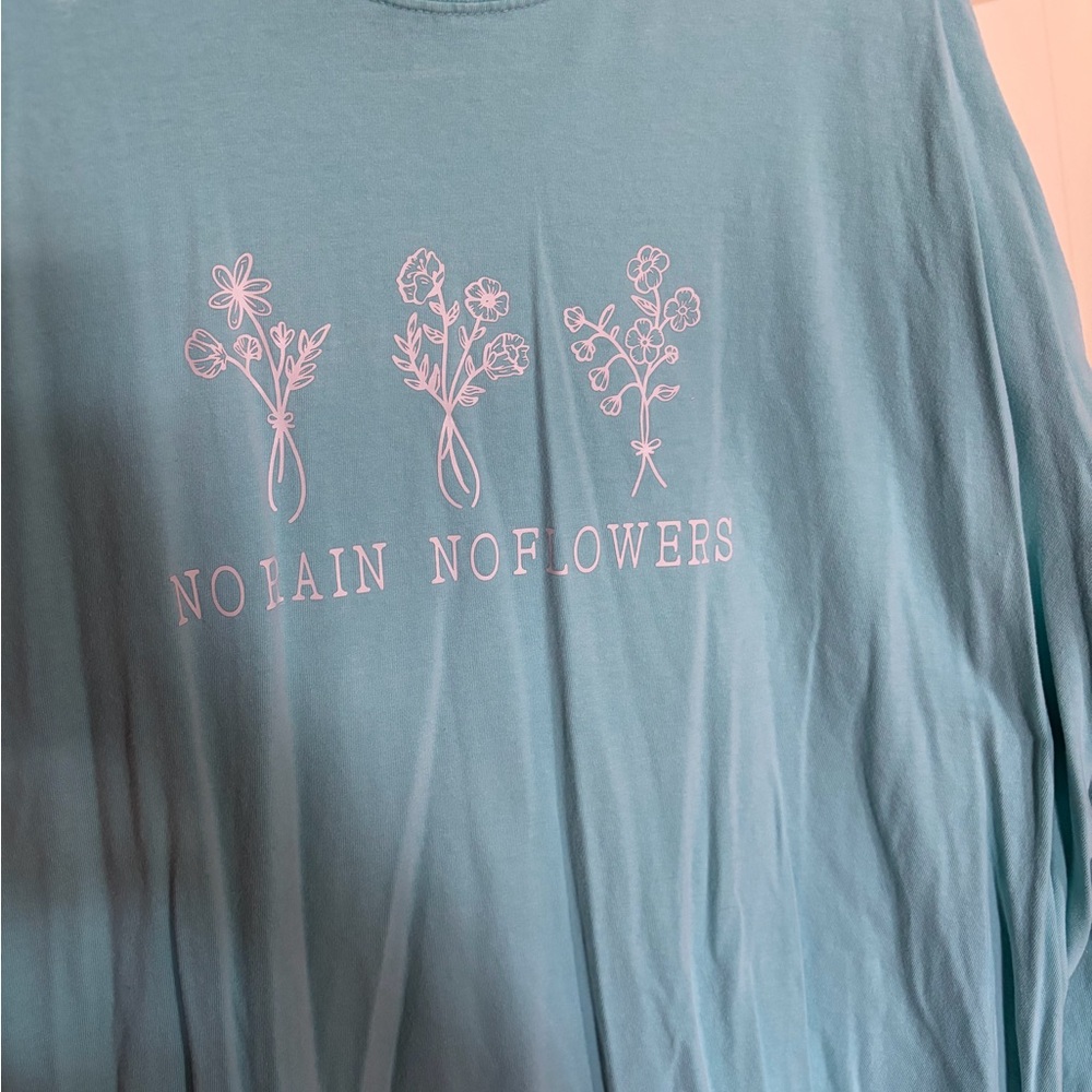 Comfort Colors Aqua Floral Long Sleeve Tee